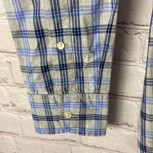 Bonobos Men's Slim-Fit Gray and Blue Plaid Button Down Long Sleeve Shirt. Sz: S - Picture 5 of 9